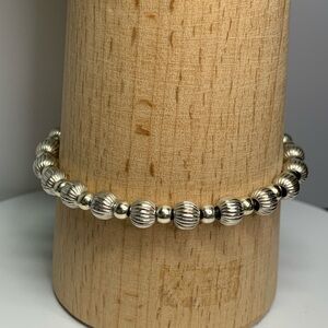 Silpada Rare Vintage Sterling Silver Corrugated & Smooth Beaded Bracelet 7-1/4”